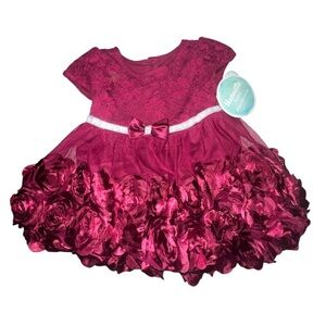 Nannette Burgundy Lace Baby Dress